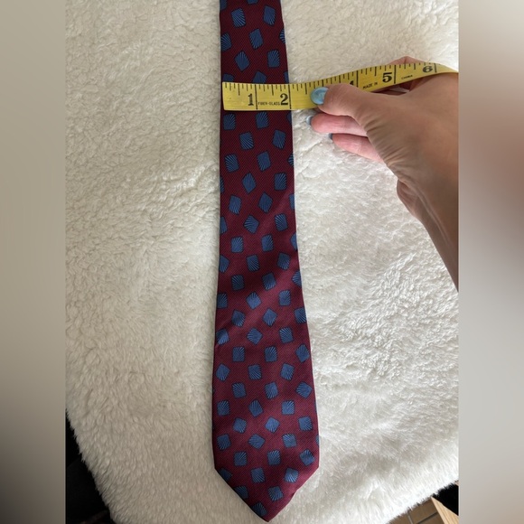 Valentino Burgundy and Blue Silk Tie vintage - Picture 8 of 9